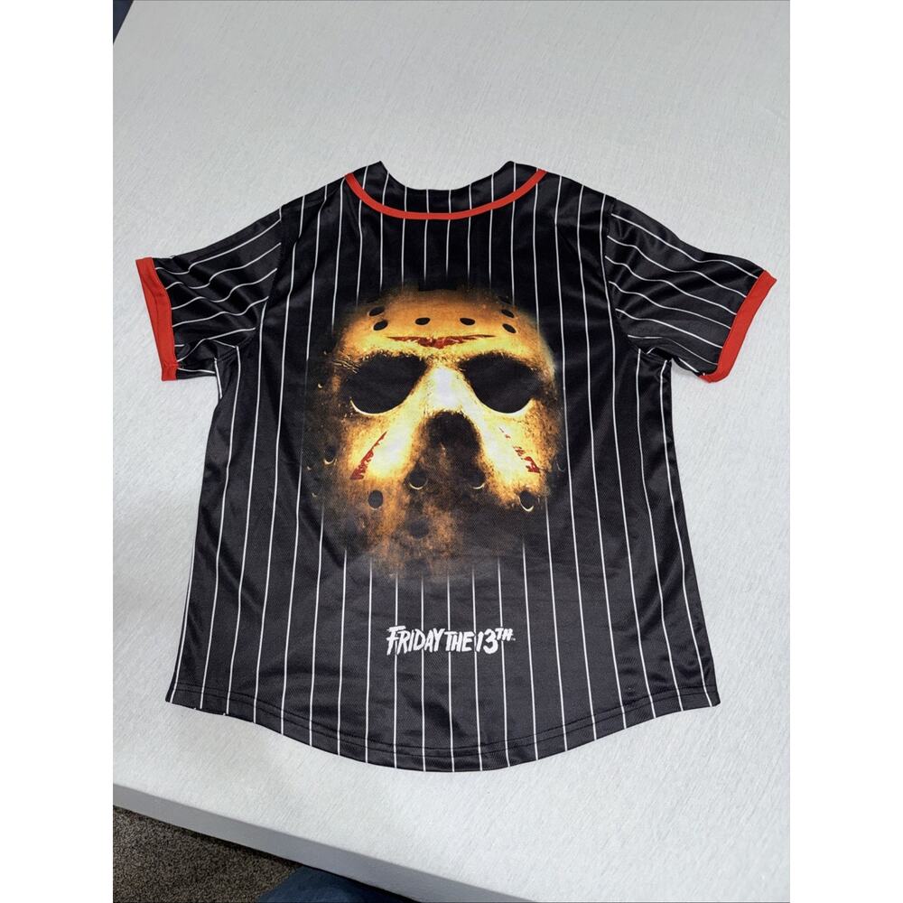 Friday The 13th Shirt Mens Medium Jason Mask Baseball Jersey Horror Graphic